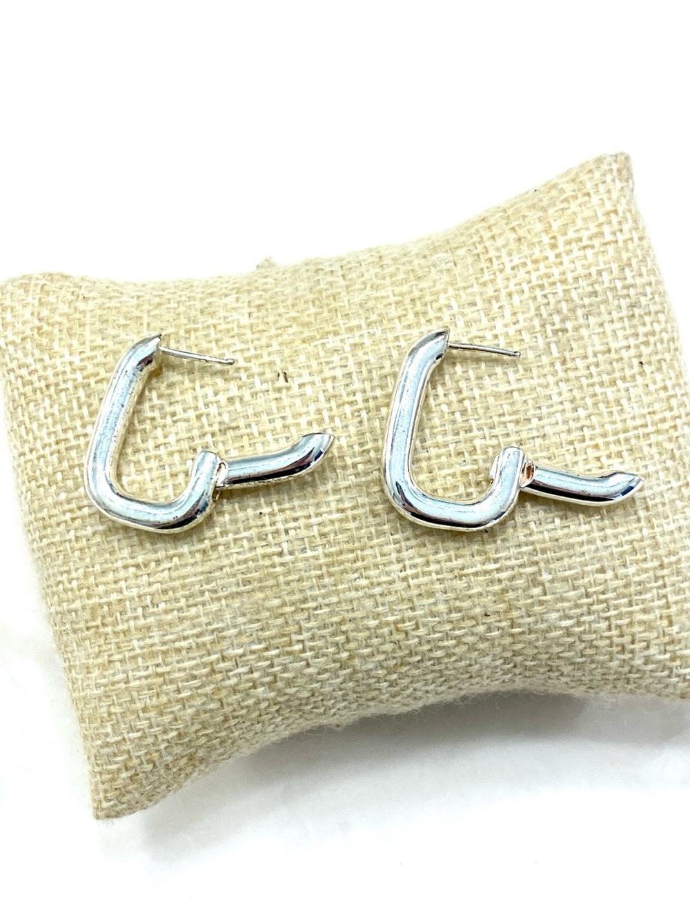 Banana Republic Polished Silver Geometric Hoop Earrings - Picture 4 of 5